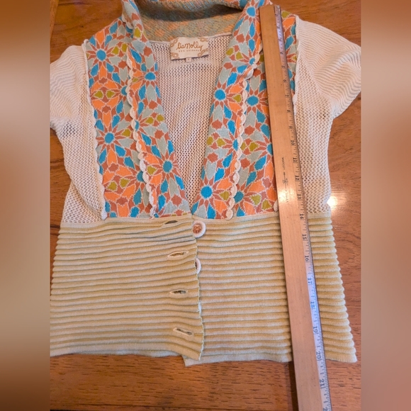 Rare! Lia Molly New Orleans for Anthropologie glass flowers cardigan, size small - Picture 5 of 9